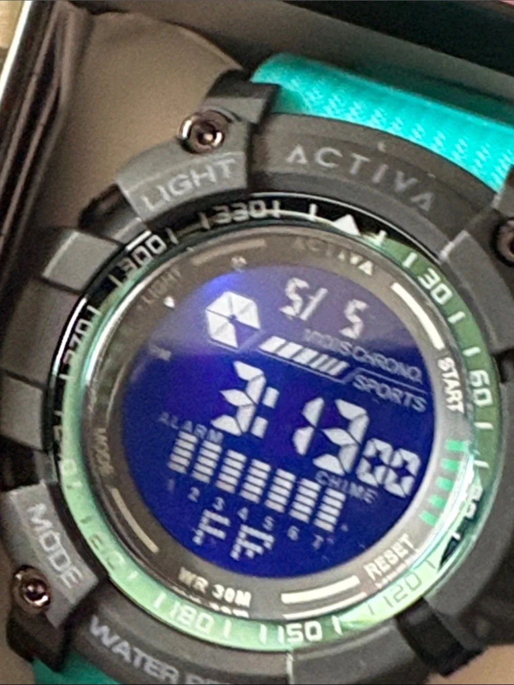 New Invicta Activa ACW8020-006 Mens Digital Sports Watch Teal Black Rubber Alarm
